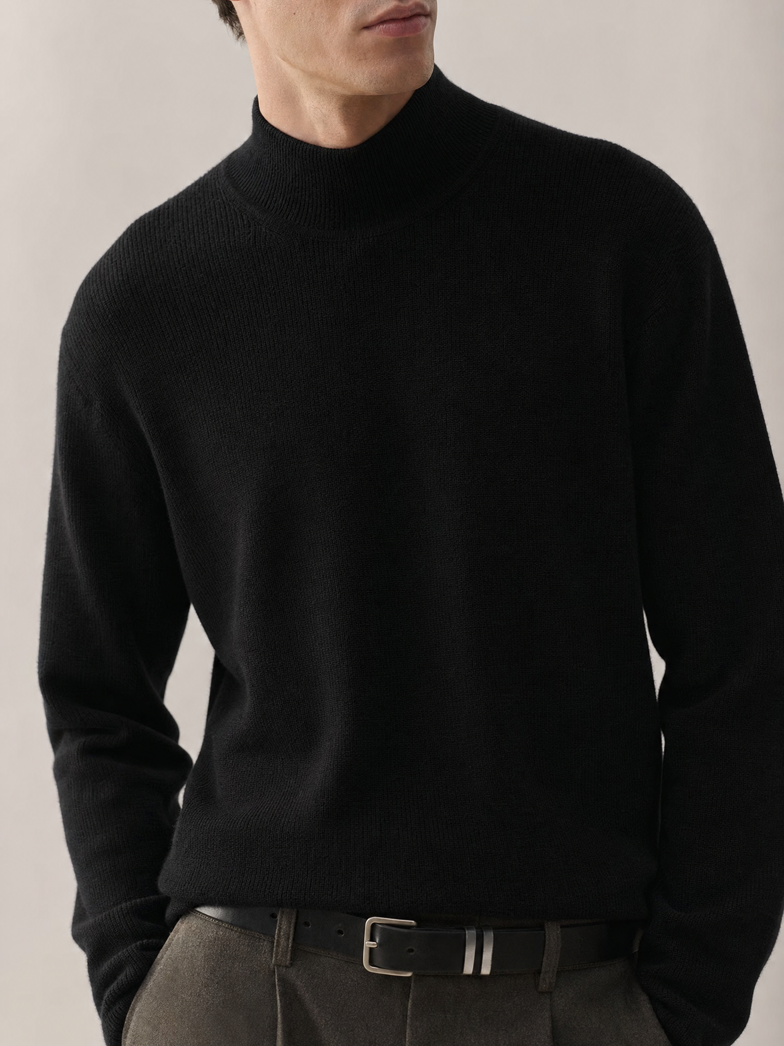 Vintage Style Men’s Half-Turtleneck Knit Sweater Vintage Style Men’s Half-Turtleneck Knit Sweater detail