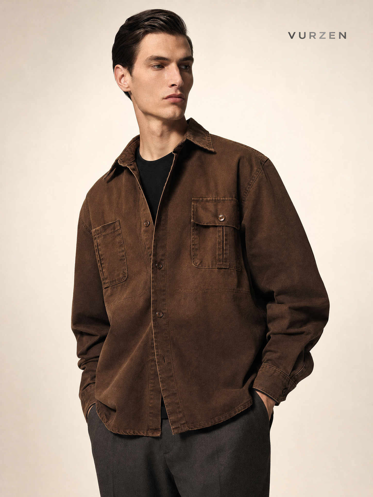 Vintage Heavyweight Cotton Workshirt Jacket for Men Vintage Heavyweight Cotton Workshirt Jacket for Men detail