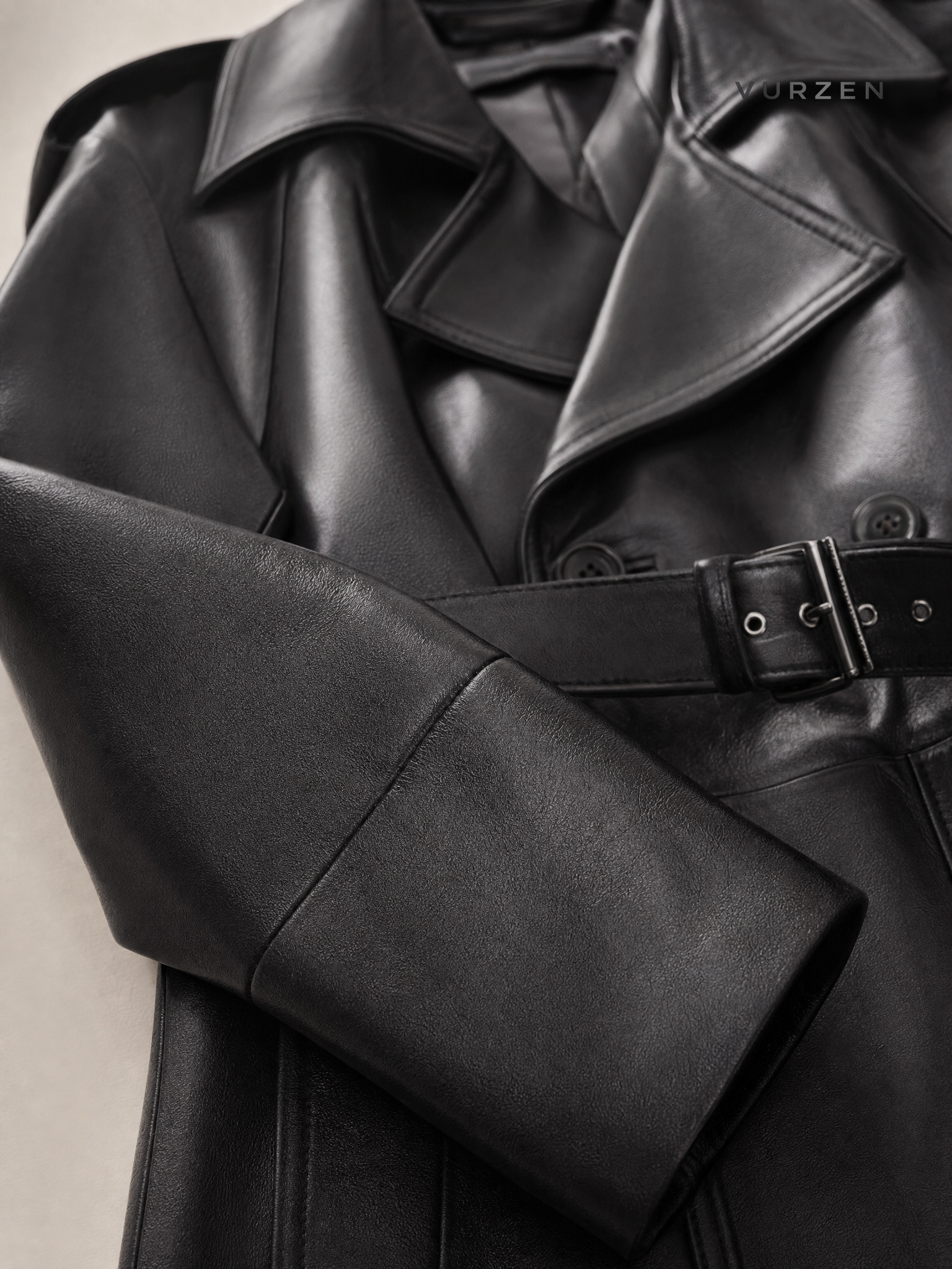 Men's Premium PU Leather Long Trench Coat Men