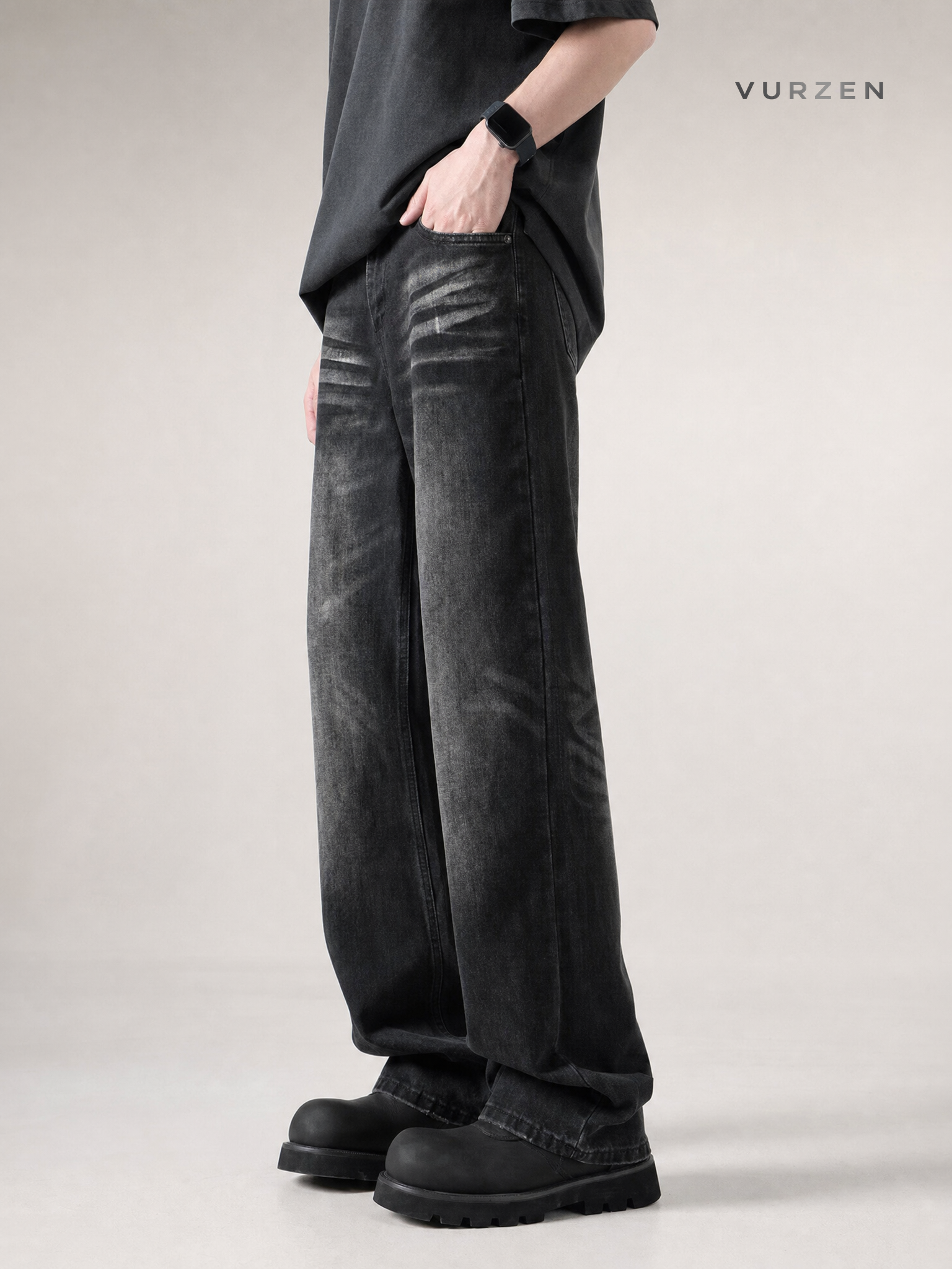 Men's Retro Blue Denim Straight Fit Jeans Men