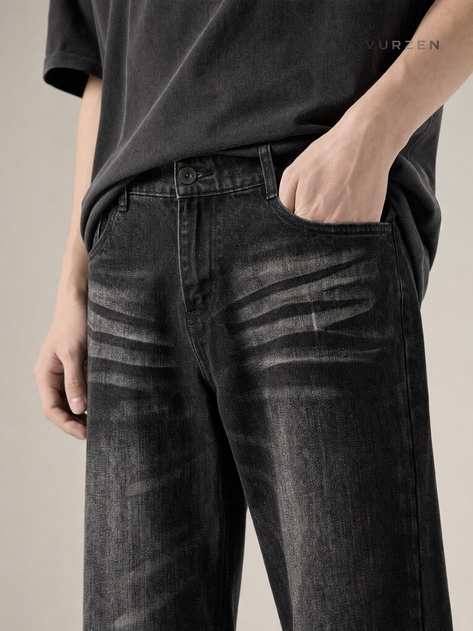 Men's Retro Blue Denim Straight Fit Jeans Men
