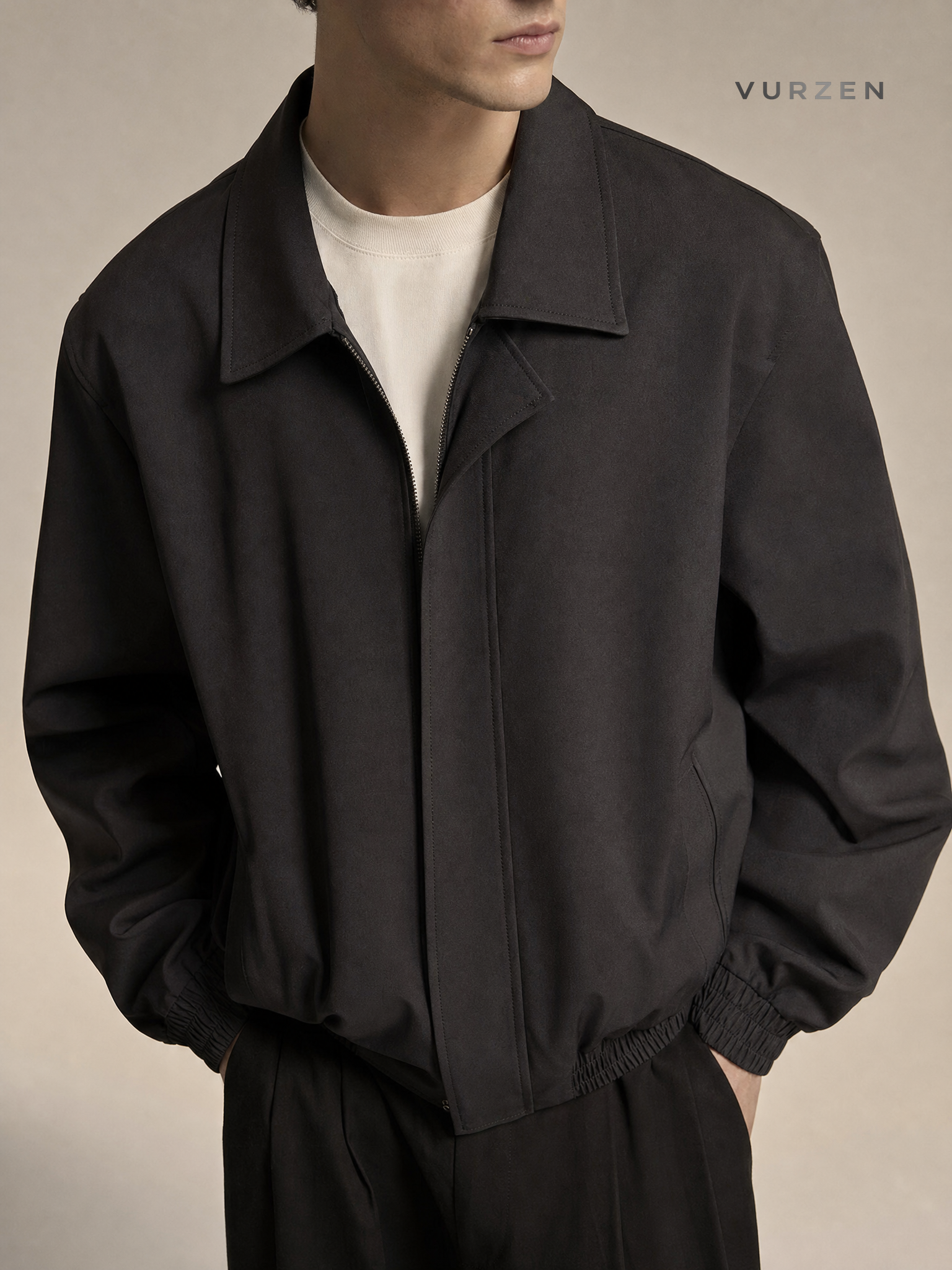 Men's Cleanfit Collared Shoulder-Pad Jacket Spring Autumn Men