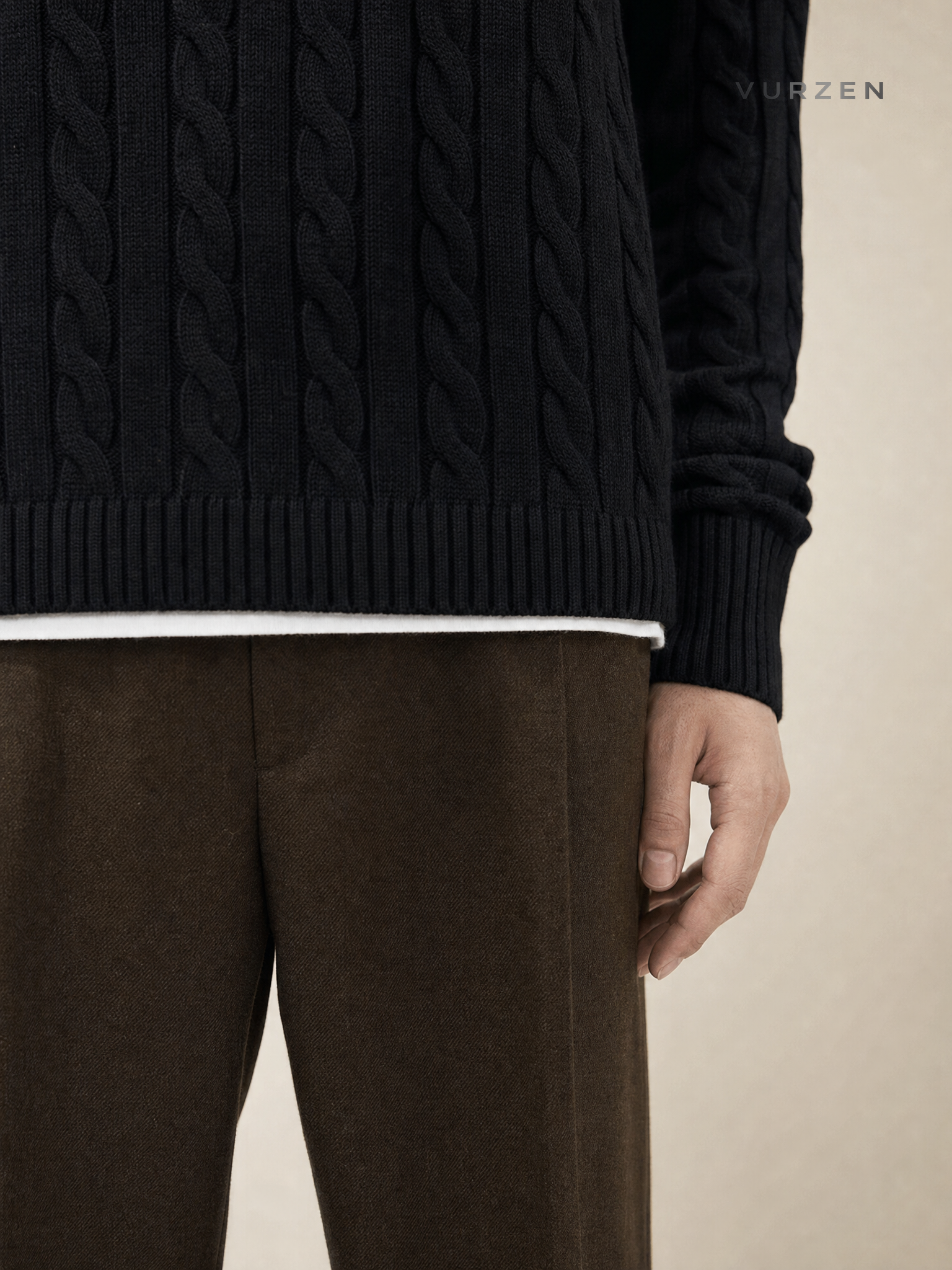 Vintage Half-Zip Cable Knit Sweater for Men Vintage Half-Zip Cable Knit Sweater for Men detail